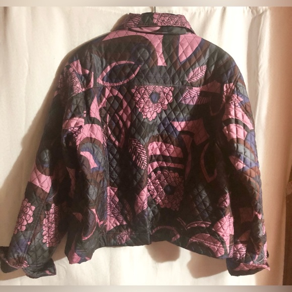 Silk-land Jacket Sz XL Silk Purple Button Down Trucker Quilted Warm Winter - Picture 3 of 15